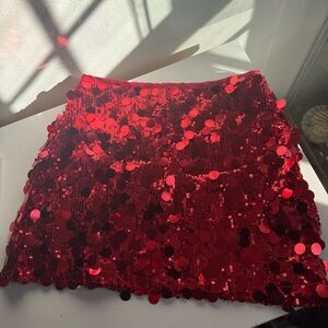Amazon Red Sequin Mini Skirt